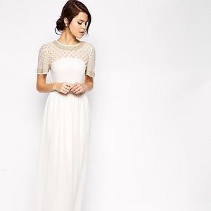 ASOS Lattice Embellished Flutter Sleeve Maxi Dress
